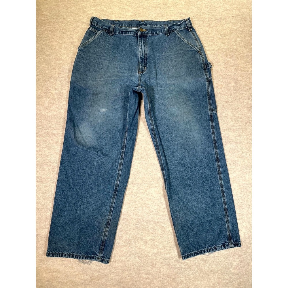 Carhartt Authentic Loose Original Fit Carpenter Work Jeans Mens 40x30 Blue Denim - Picture 1 of 16